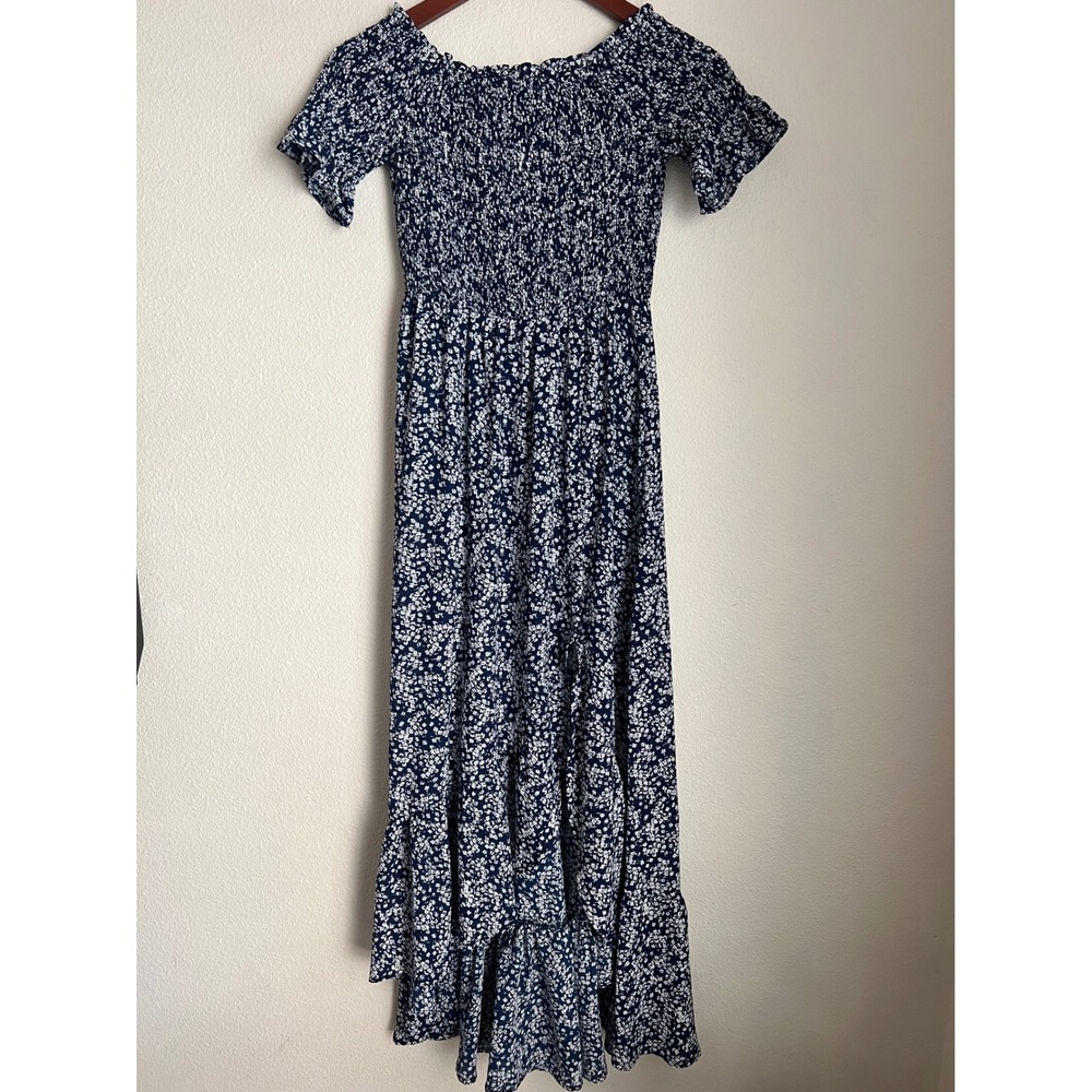 Lulu's Navy and White Floral Maxi Dress